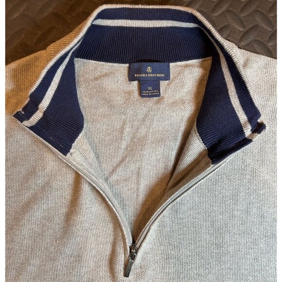 Brooks Brothers 100% Cotton Gray 1/2 Zip Long Sleeve Shirt Sweater Men's Size XL - Picture 8 of 8